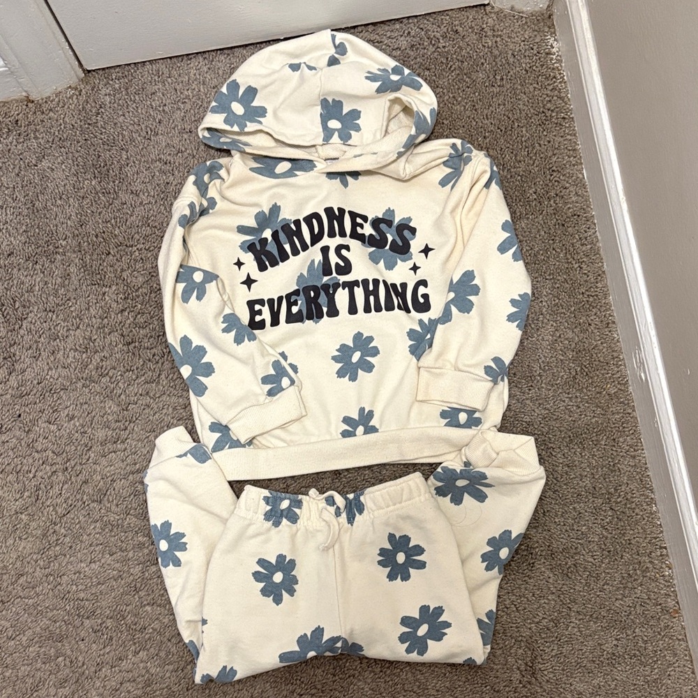 Kids Cream and Blue Floral Set